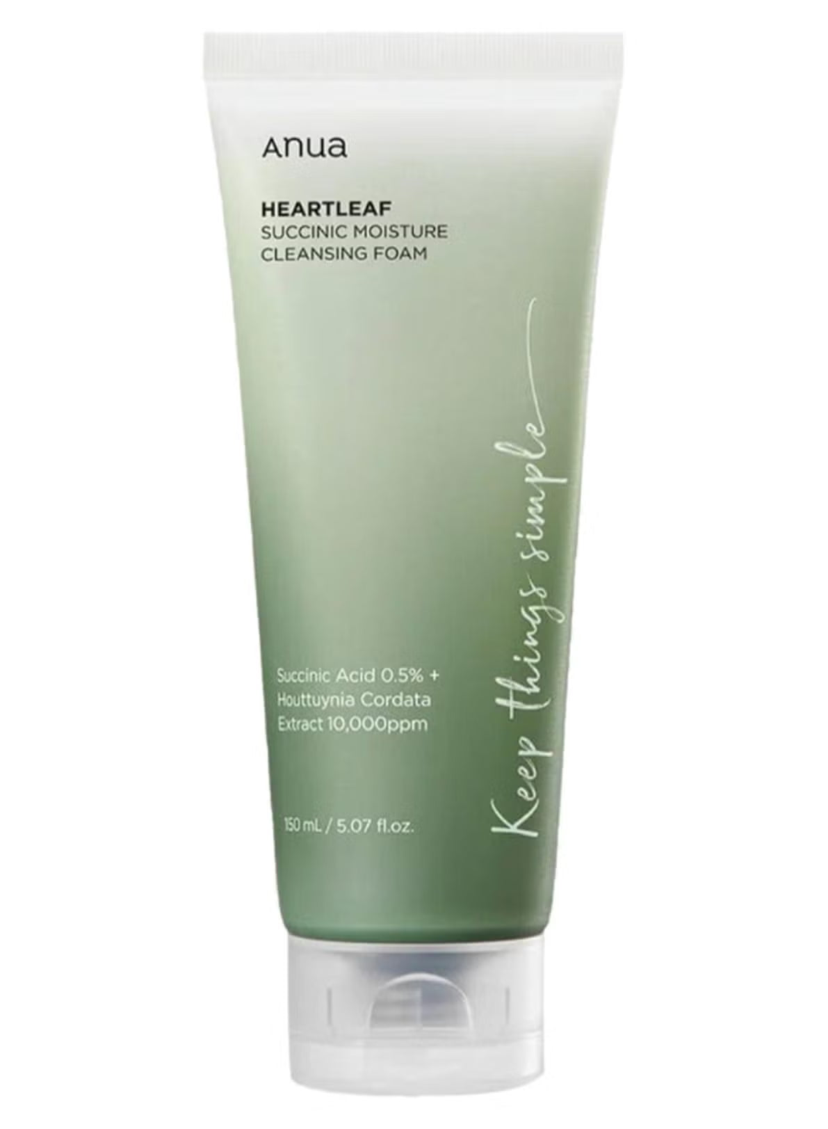 ANUA Heartleaf Succinic Moisture Cleansing Foam – Gentle Hydrating Face Wash